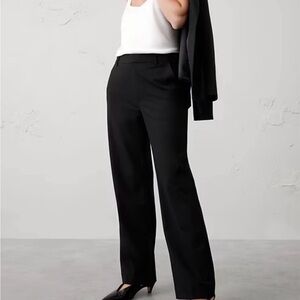 Banana Republic Factory High Rise Straight Sculpted Trouser, Black, Size 14